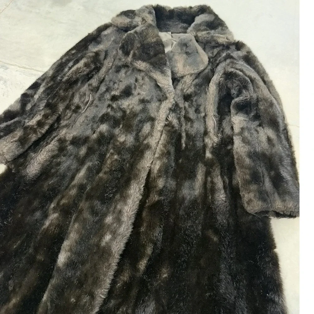 Grandella‎ by Fairmoor Vintage Fur Coat Dark Brown Full Length Glamour XL